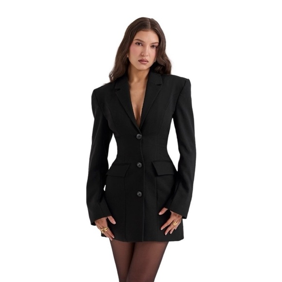 House Of CB Amia Blazer Mini Dress Black - Picture 6 of 12